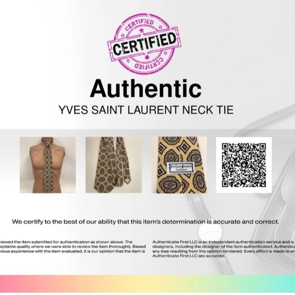 Yves Saint Laurent Beige and Brown Geometric Tie - Picture 6 of 6